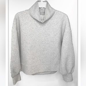 CALIA Diamond Knit Cloud Gray Extended Neck Sweater Pullover Turtleneck